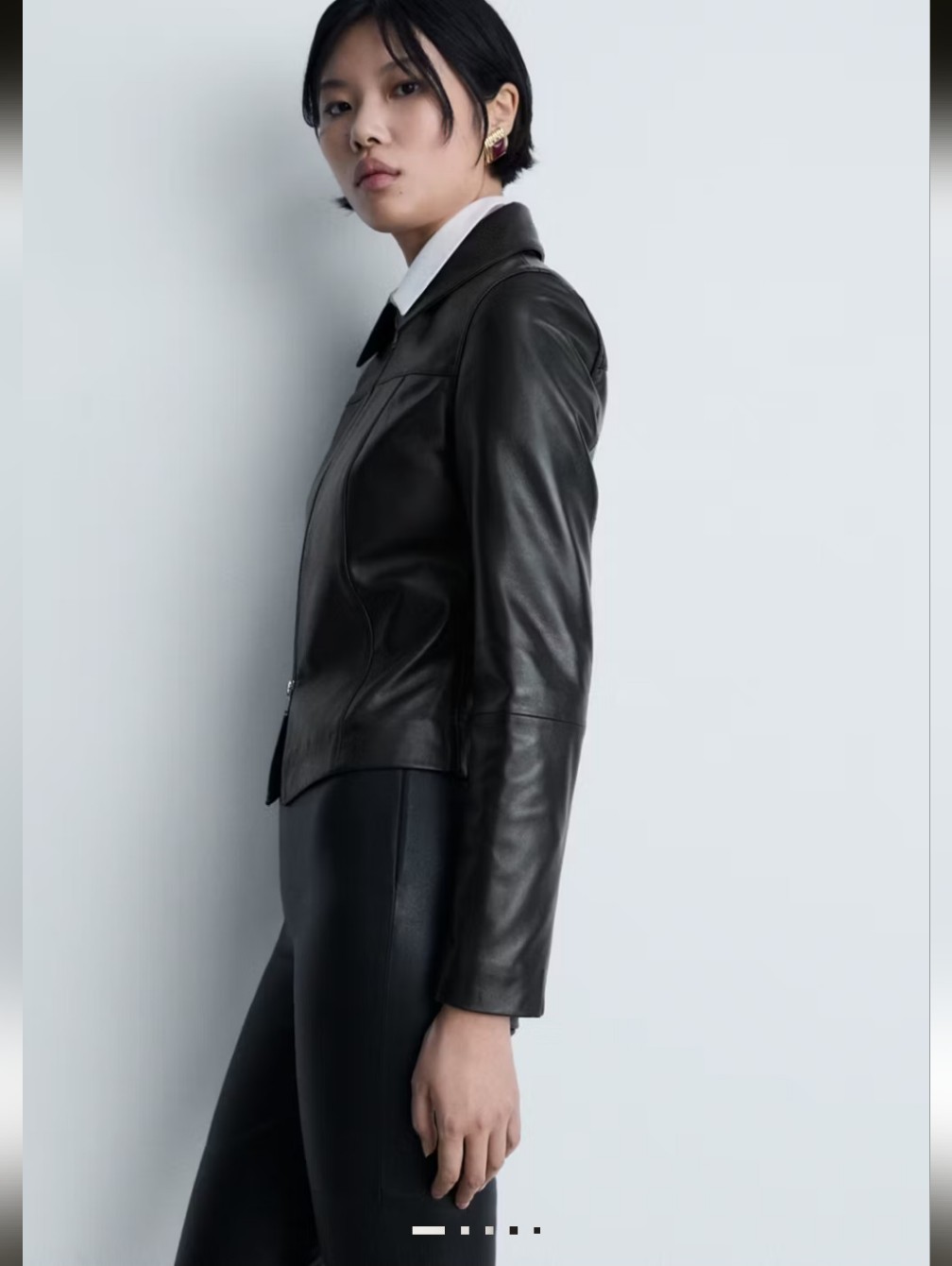 Mango Leather Zipper Jacket- L